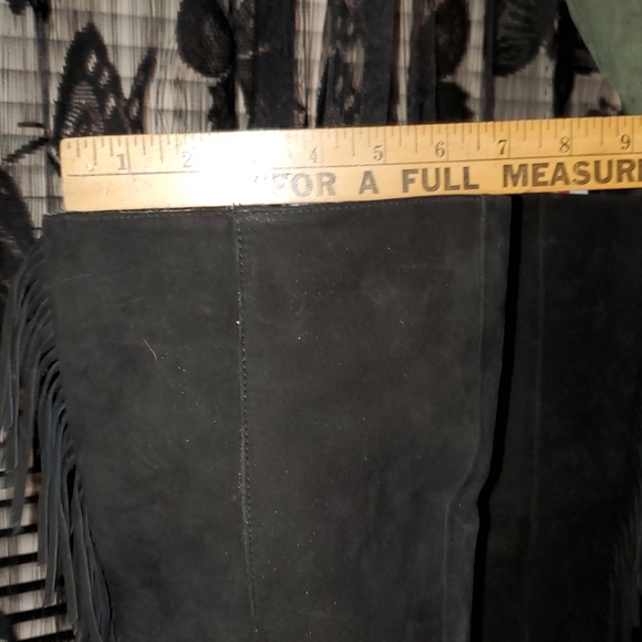 GIANNI BINI KNEE HIGH BOOTS, WITH BACK FRINGE, SUEDE, BLACK, BEAUTIFUL,SIZE 11 - Picture 10 of 14